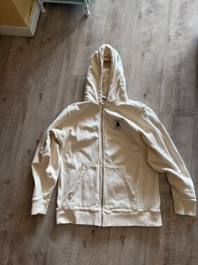 Teddy Fresh Cream Zip Hoodie with Front Zipper